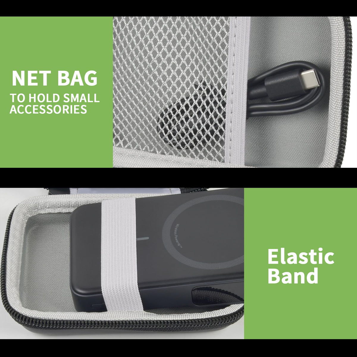 Portable Charger Case Compatible with Anker MagGo Power Bank (10K) 15W MagSafe Battery Pack, Storage Holder for 633/622/621/321/A1654 10000mAh 5000mAh Cell Phone Power Delivery - Carrying Bag Only