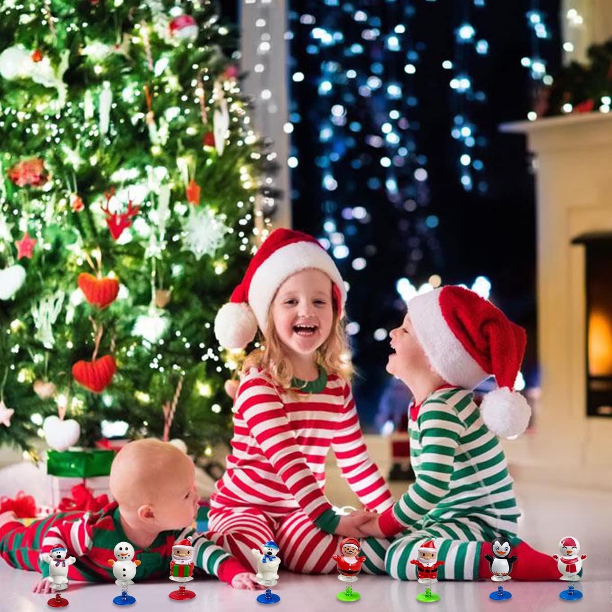 QINGQIU 24 PCS Christmas Jumping Popper Toys for Kids Boys Girls Christmas Stocking Stuffers Party Favors Gifts Games