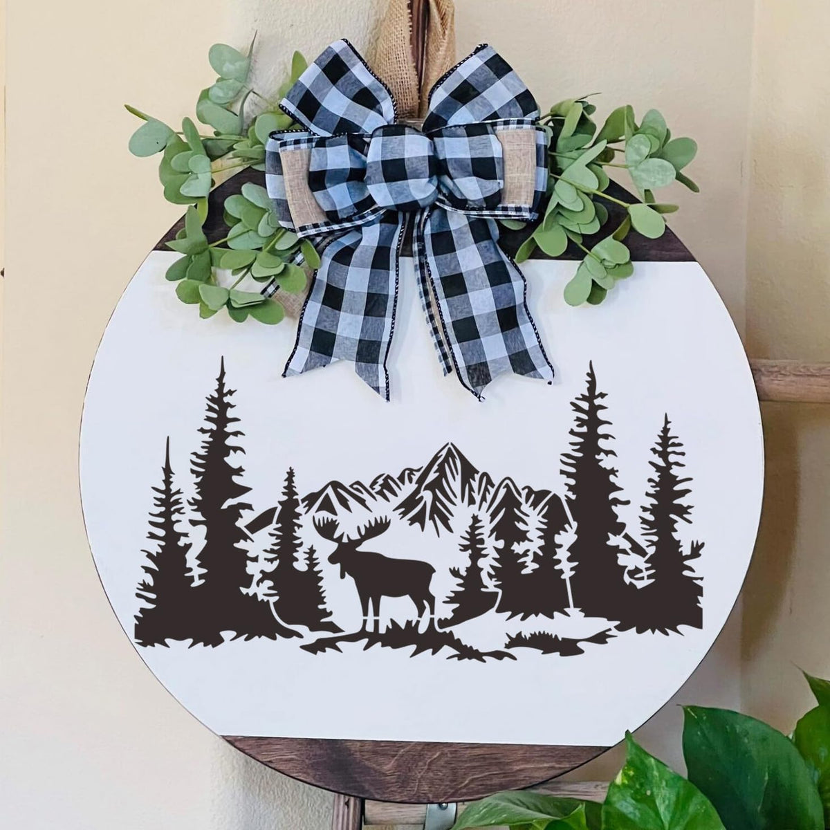 Zosylley Pine Tree & Mountain Animal Stencils for Wood Burning, Painting & Decorating, 16pcs Reusable & Washable PET Plastic, 12x8 & 12x6 Inch