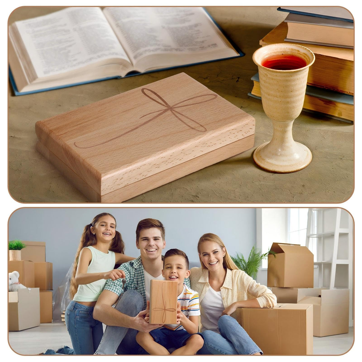 GlikCeil First Communion Keepsake Box, Engraved Wooden Rosary Box with Felt Lining, Catholic 1st First Holy Communion Gift, Ideal for Rosary Storage, Jewelry, and Religious Mementos Organizer