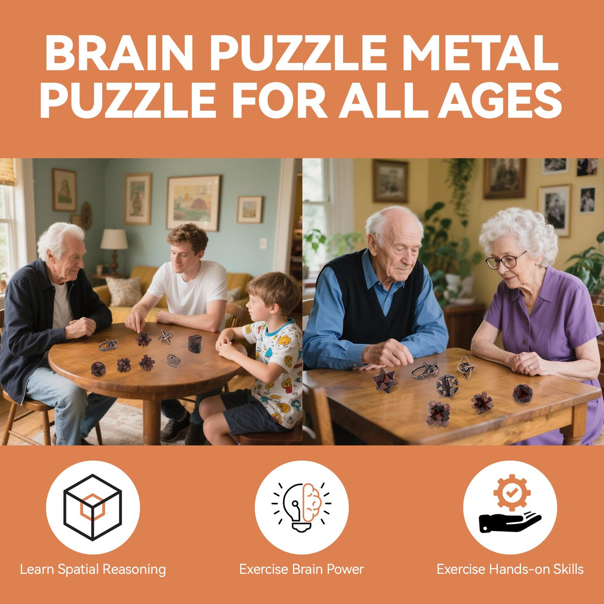 8 Pcs Brain Teaser Puzzles for Adults Teens - Metal Puzzles 3D Puzzle Game Toys for Adults Teens - Unlock Interlocking Puzzle Adult IQ Education Smart Toys