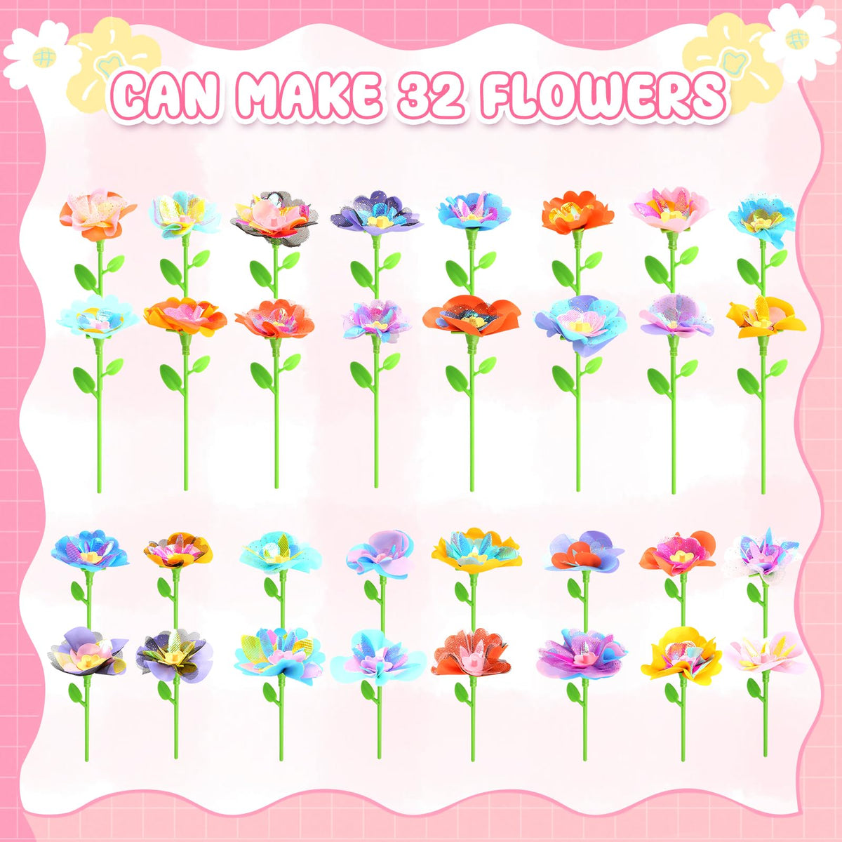 beefunni Flower Bouquet Craft Kit, DIY Crafts Toys for Kids Ages 4-8, Educational Flower-Making Toy for Toddler, Arts & Crafts for Toddler Girl, Birthday Gift for 4 5 6 7 8+ Year Old Girls and Boys