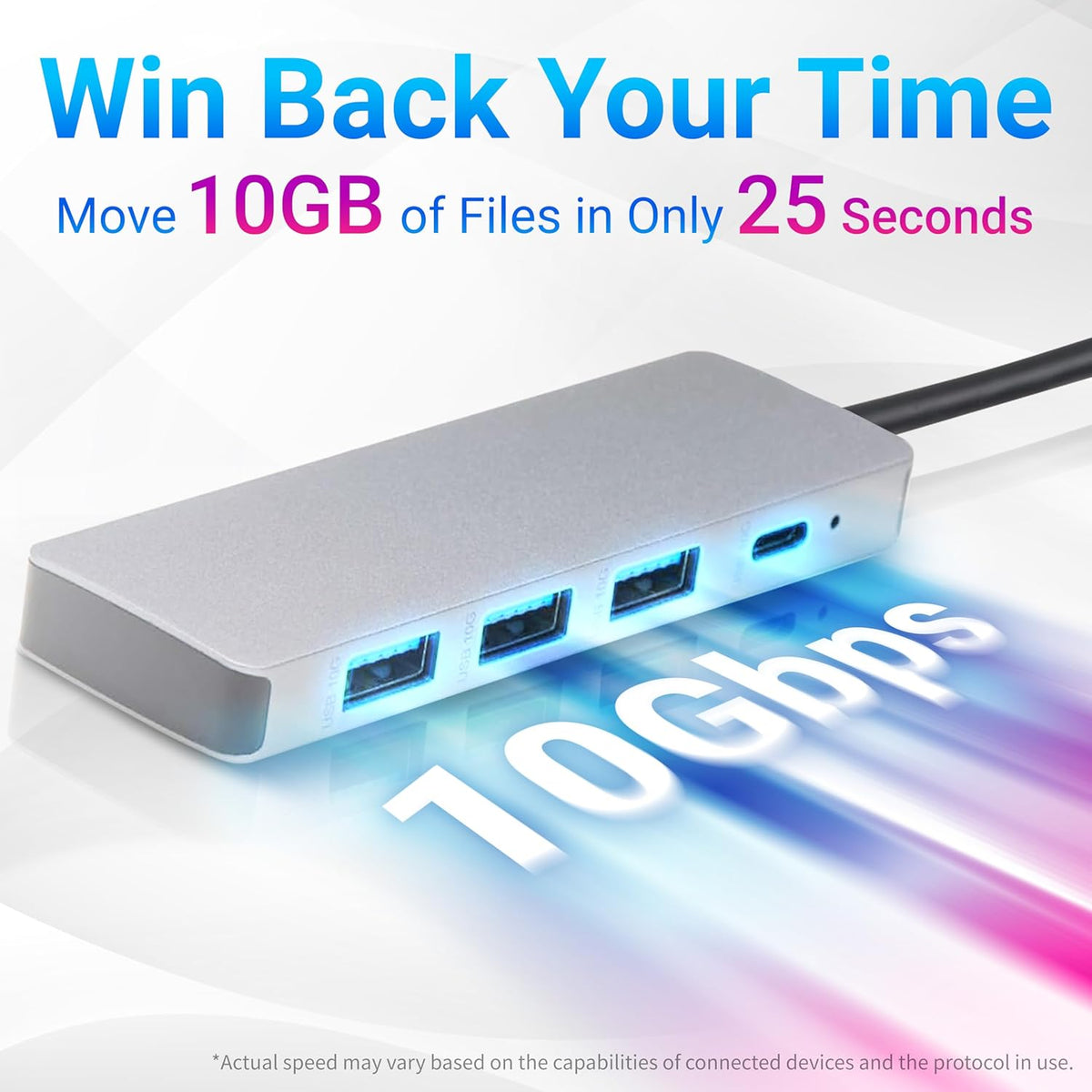 Amazon Basics 3.2/3.1 2 10Gbps, 1xUSB-C/3xUSB-A, USB Gen Multiport USB C Hub Dock, USB-C to Works with Windows/Mac