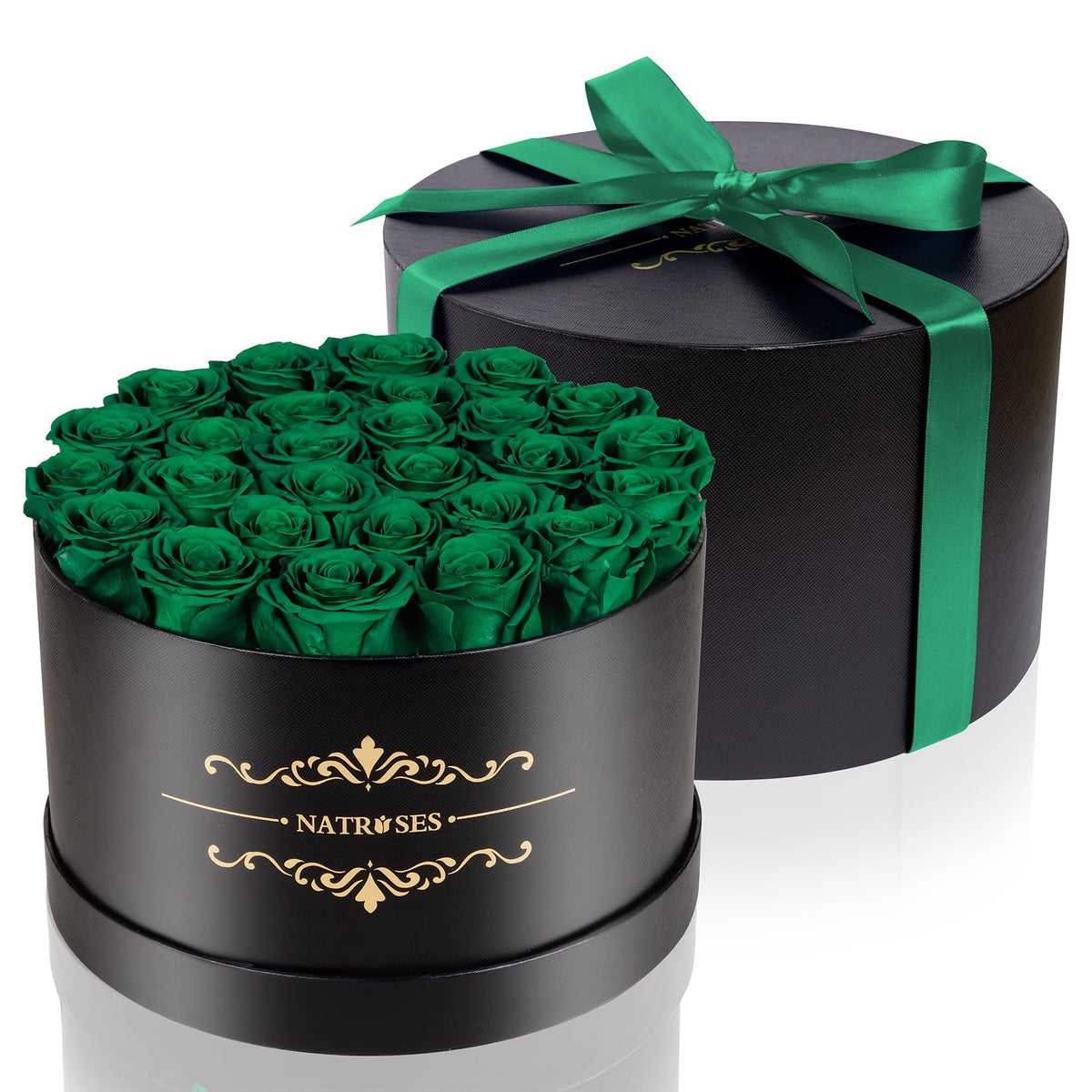 NATROSES Gifts for Her 27 Piece Forever Preserved Roses in a Box, Preserved Flowers for Delivery Birthday, Flowers Gifts for Mothers Day, Forest Green