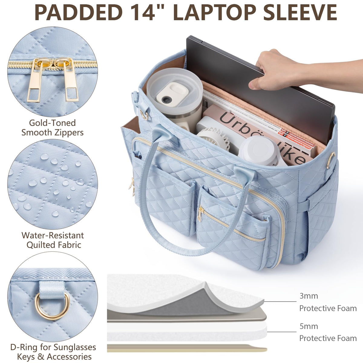 Large Bible Bag with Bible Cover Case for Women, Quilted Church Tote Bag Carrying Case w/Shoulder Strap Bible Study Supplies Journaling Kit Accessories Mothers Day Christian Gift for Women Mom Teacher