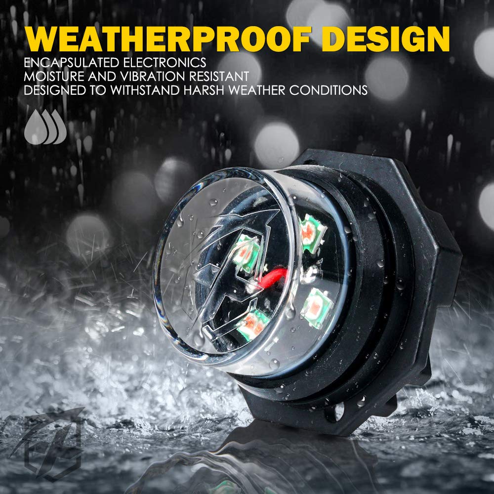 Xprite Amber LED Hideaway Strobe Lights Kit 20 Flashing Patterns w/Control Panel Headlights Taillights Fog Marker Light Mounting, for Roadside Emergency Vehicles Trucks SUV Vans 12V Cars 6 PCs