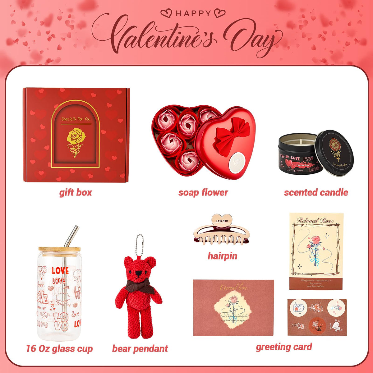 CCAENI Gift Set for Women Gift Basket for Her,Gifts Box for Girlfriend Wife Birthday Gifts for Women Heart-shaped Love Gift Wedding Engagement Anniversary Romantic Gifts