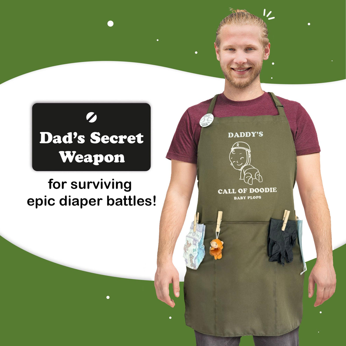 LARGE FUNNY GAG GIFT FOR FUTURE DADS, APRON DADDY TO BE, PERFECT BABY SHOWER GAMES, SURVIVAL KIT DADDY, , GENDER REVEAL, GUARANTEED LAUGHS, SUPERDAD/GABACHA PARA FUTURO PAPA REGALO BABY SHOWER