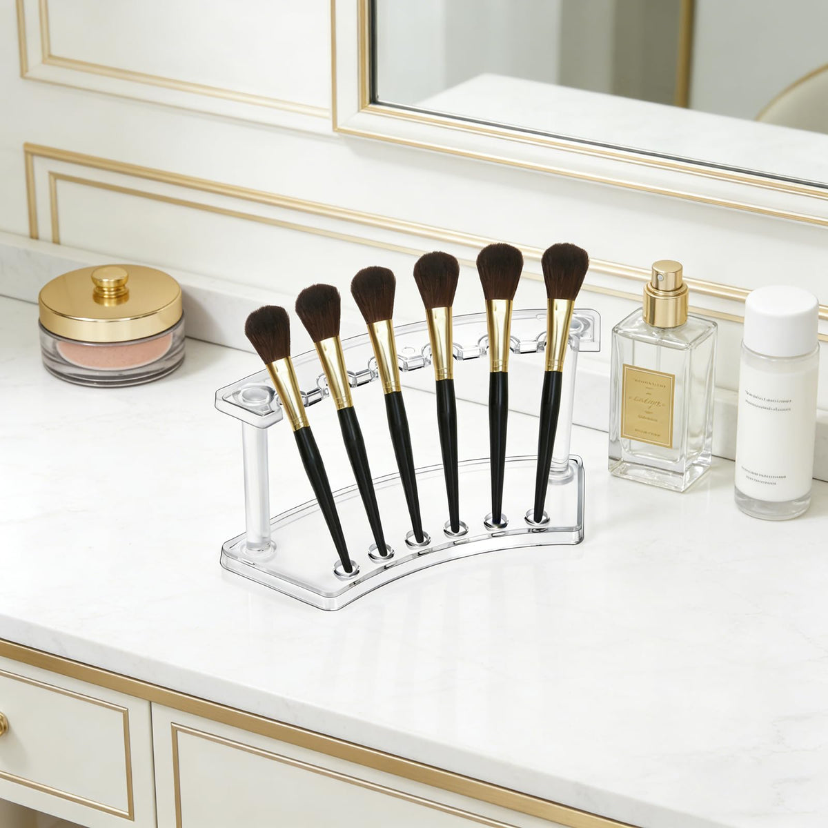 SOUJOY 8 Pack Acrylic Pen Display Stand, 6-Slot Pen Holder Rack, Eyebrow Pen Stand, Makeup Brush Rack Organizer for School Office Home Store