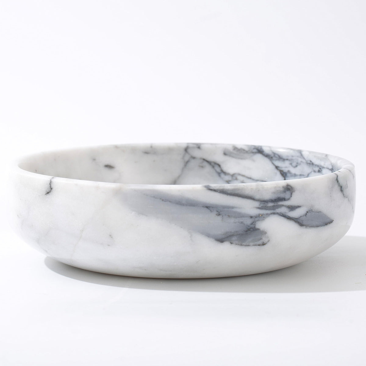 CM CHIC MONDAY 6.7" Decorative Bowl - Natural Marble Key Bowl & Centerpiece (White & Grey)