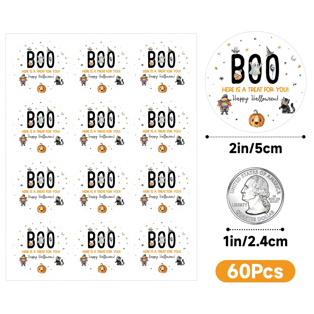 Anwyll 1000Pcs Halloween Stickers + 60Pcs Halloween Labels Gift Stickers