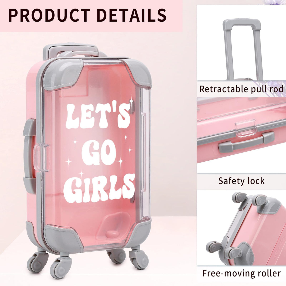 AIOMOB 10 Pack Mini Suitcase Party Favor Gift Box Plastic Gift Box False Eyelashes Miniature Luggage for Travel Wedding Bachelorette Party Bridesmaid Bridal Shower Favors Decorations (Let's Go Girls)