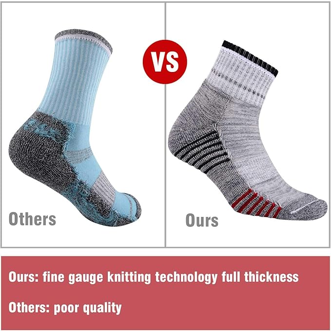 FEIDEER Men's Walking Hiking Socks, Wicking Cushion Quarter Crew Socks for Mens Outdoor Sports, 3/4/5 Pair, 6-15 Size