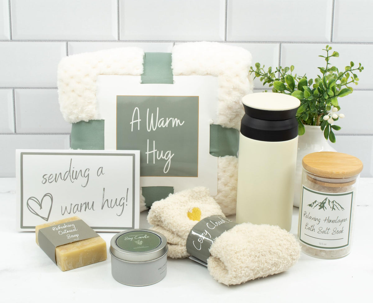 A Warm Hug Gift Box for Women - Cozy, Relaxing Self Care, Get Well, Sympathy, Thinking of You - Thoughtfully Curated Box for Her