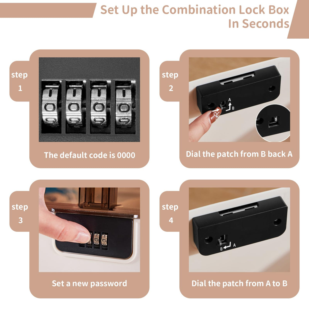 Lock Storage Box - Medicine Secure First Aid Organizer Box Safe with Combination Code for Cash Money Key Phone Snack Home Fridge Office Travel Storage Gifts - Brown - Small