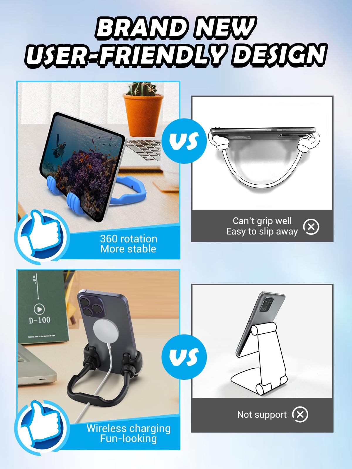 CALDEVER Easter Basket Stuffers for Teens Boys Girls Him Men Ideas: 2 Pack Thumbs Up Lazy Phone Stand Cell Phone Holder Easter Gifts for Kids Teenage Son Her Women Wife Adults Funny Cool Gadgets