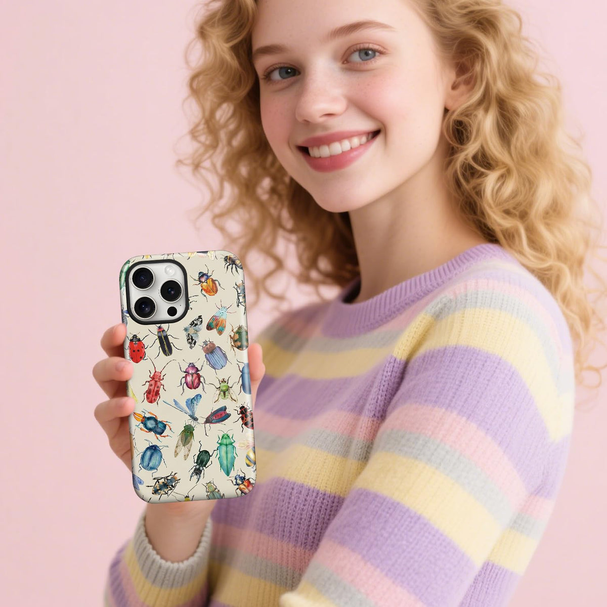 flewfun Magnetic for iPhone 15 Case Cute Beetle Phone Case, Entomology Insect Art Shockproof Slim TPU and Hard PC Protective Phone Cover Compatible with MagSafe Gift for Entomology Lover