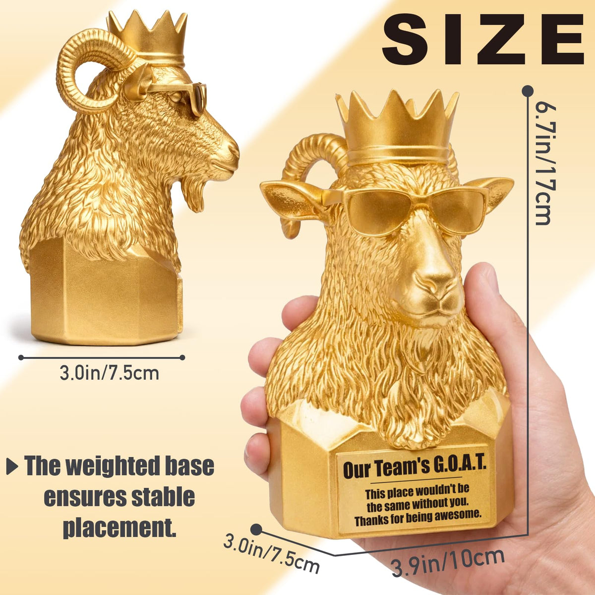FRBFRB Staff Appreciation Gifts for Coworkers, Employees - Our Team's G.O.A.T. Gold Statue | Thank You Gifts for Women, Admin Professional Day, Work Bestie Farewell, Office Decor - 6.7"