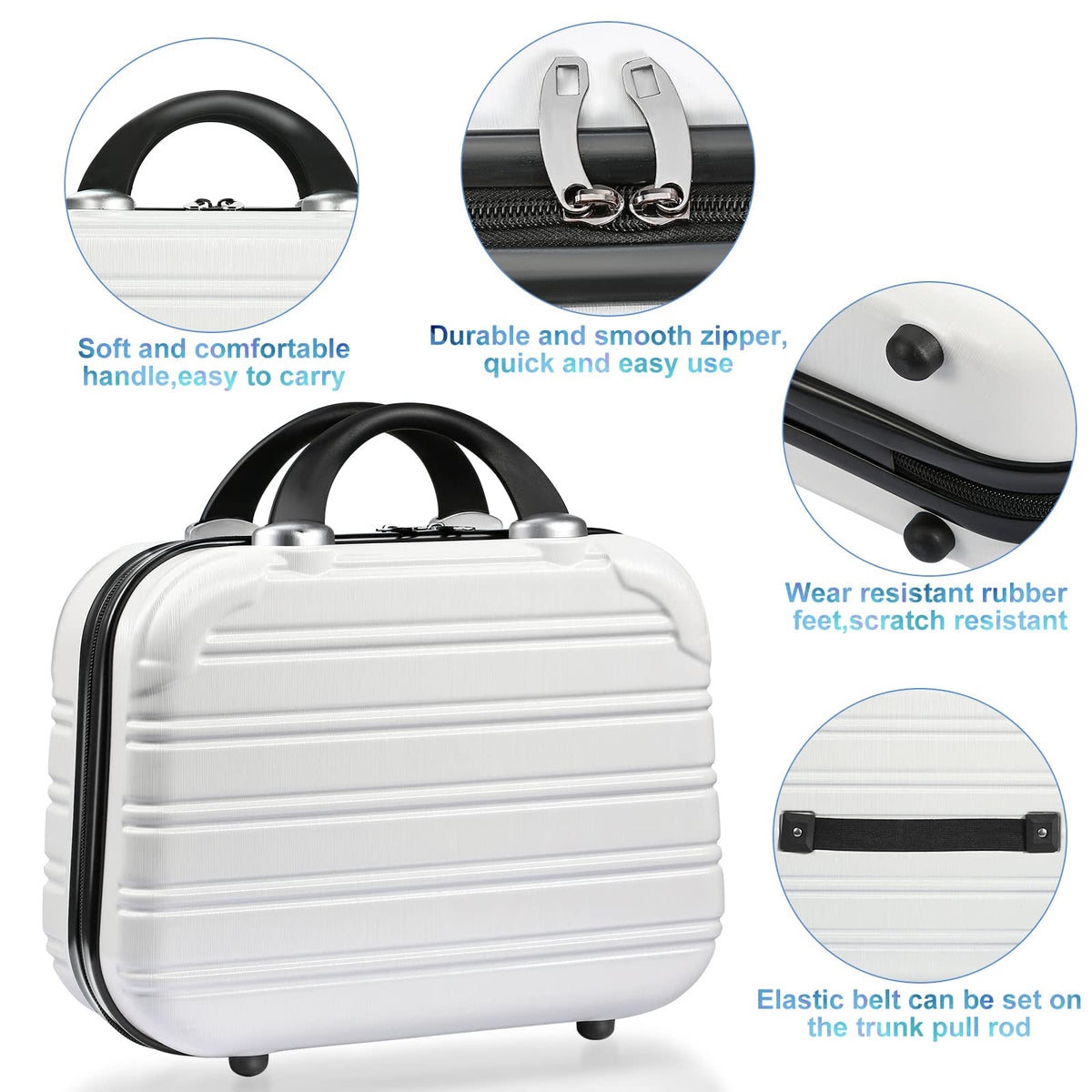 JZRTravel 14-Inch Makeup Train Case Hardshell PC+ABS Travel Cosmetic Organizer, Makeup Storage Box for Toiletry Durable Portable Gifts for Women.