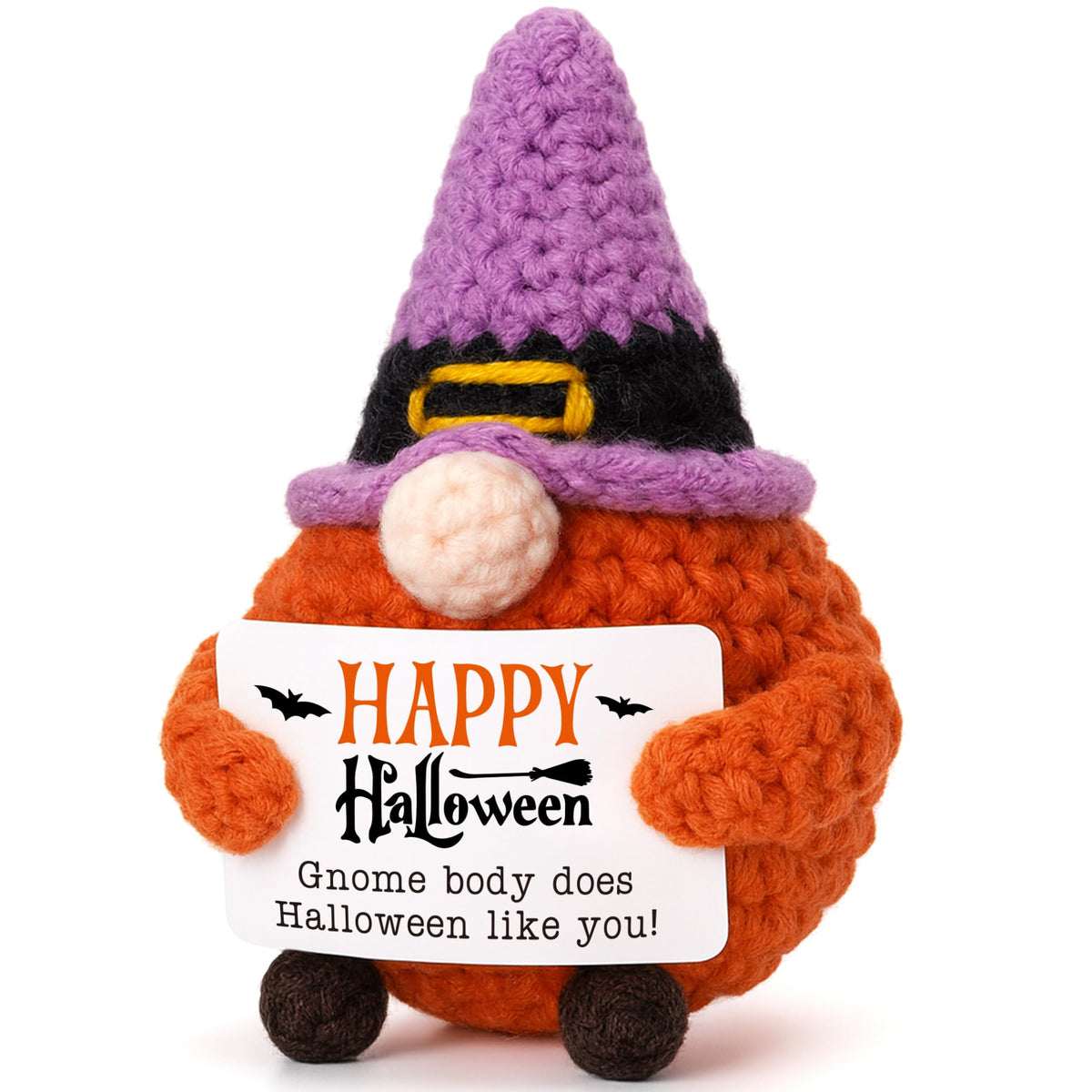 BVXFR Mini Halloween Gnome Witch Hat Boo Basket Stuffers Gifts for Women Men Spooky Halloween Decorations Indoor Gifts for Teen Girl Boy Kid Friend, Handmade Crochet Gnome Pumpkin Decor