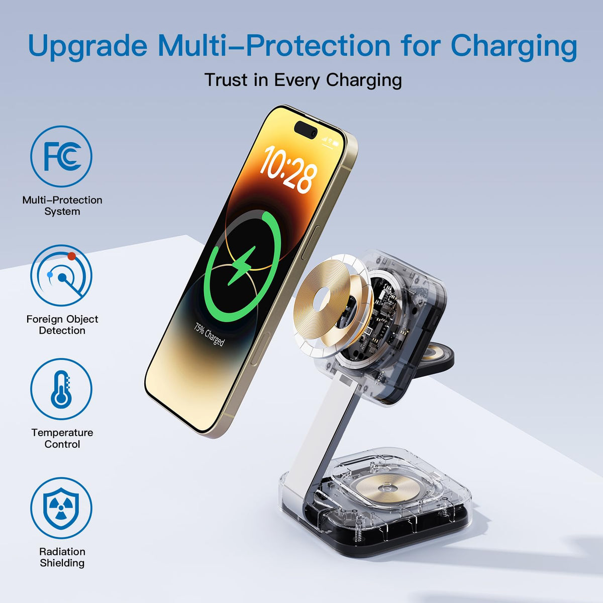 RYND 2026 Traveling Wireless Mag-Safe Fast Charging Station,Magnetic 3 in 1 Charger with iPhone 17 16 15 14 13 12 Pro Max Plus,Apple Watch Series & Air pods 4 3 2 Pro-Gifts for Wife & Husband(Black)