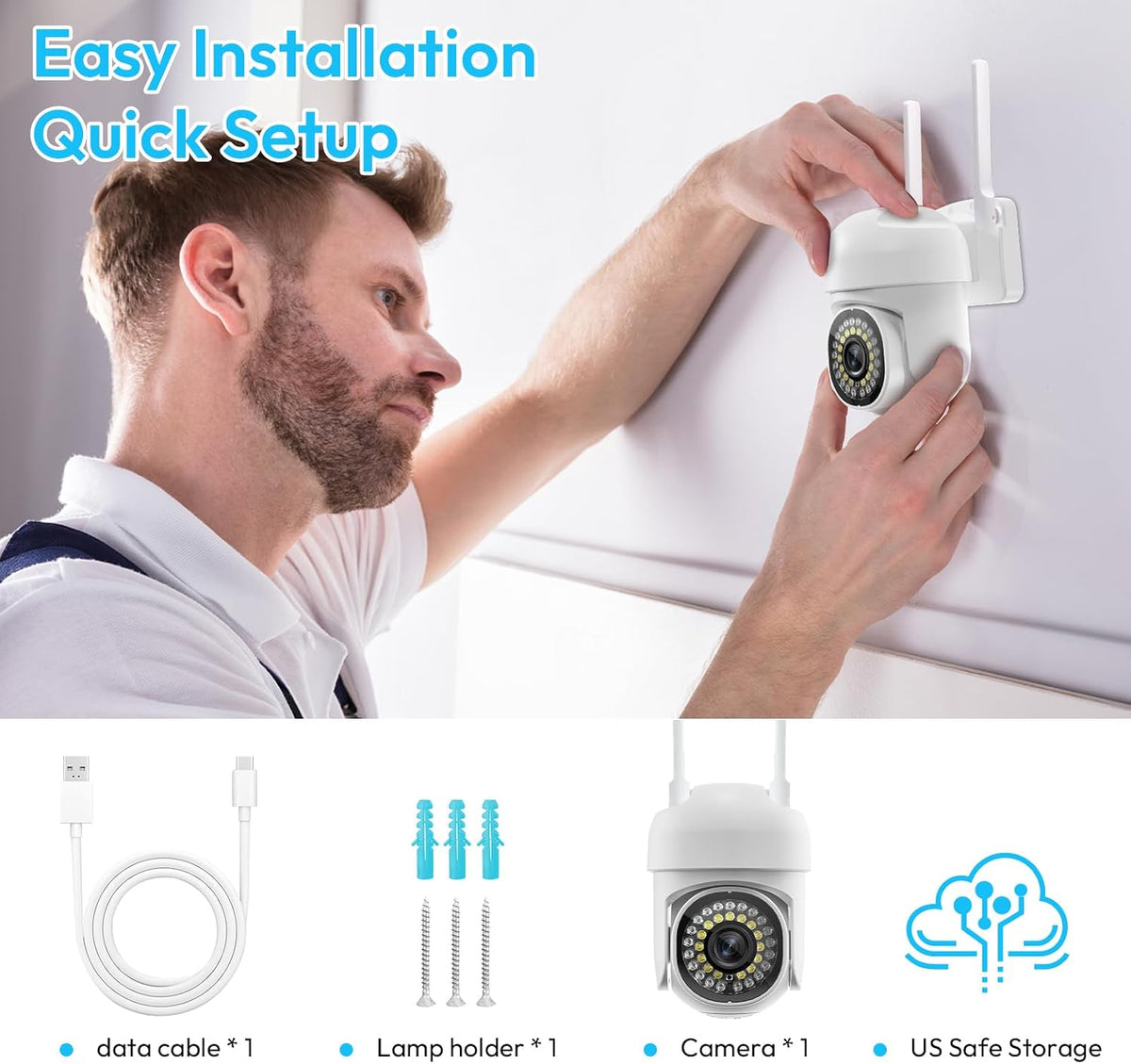 Ayla link 3MP 2K 2.4GHz 360 2-Way Security Camera Outdoor, HD Cameras for Home Security, Support WiFi, PTZ Auto