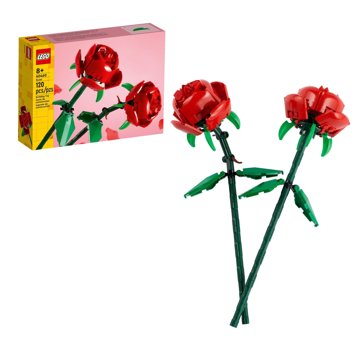 LEGO Roses - Building Toy for Kids, Girls & Boys, Ages 8+ - Artificial, Fake Roses for Home Decor & Display - Gift Idea for Plant & Flower Lovers - 40460