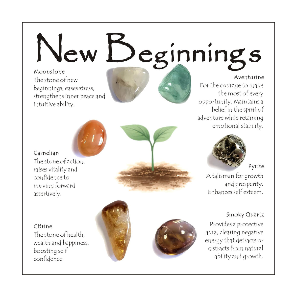 New Beginnings Crystal Set for Women, 6 Natural Healing Crystals for Fresh Start and New Chapter, Spiritual Encouragement Stones for Graduation Divorce New Job Moving Away Gift