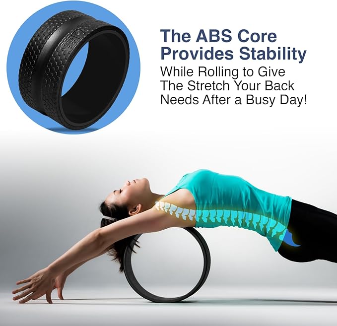 Back Roller Wheel- Foam Padded Back Stretcher Wheel with Center Spine Cradle- Stretching Wheel for Back Pain Set of Four