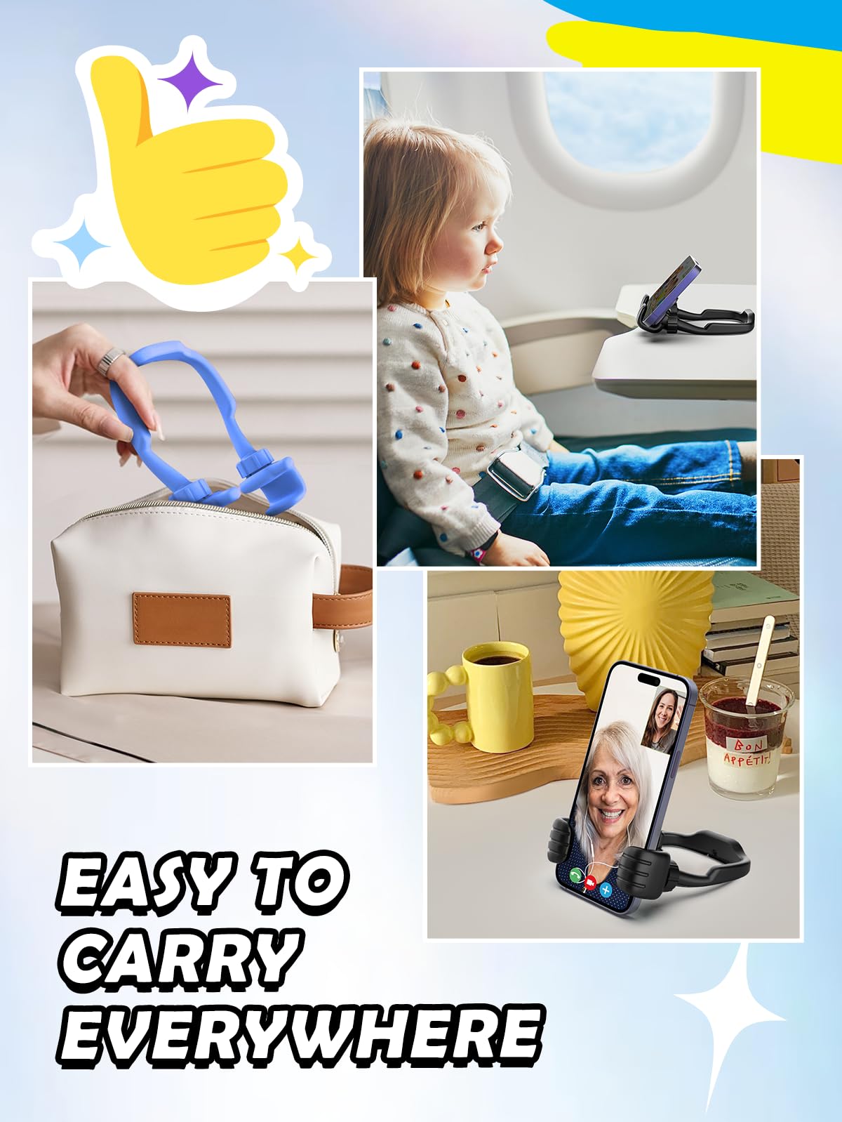 CALDEVER Easter Basket Stuffers for Teens Boys Girls Him Men Ideas: 2 Pack Thumbs Up Lazy Phone Stand Cell Phone Holder Easter Gifts for Kids Teenage Son Her Women Wife Adults Funny Cool Gadgets