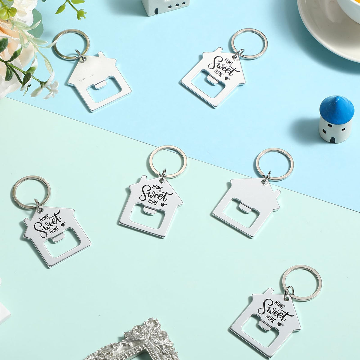 Jingmore 30 Pcs New Home Keychains Bulk Estate Agent Gifts Guests Bottle Opener House Keyrings Housekeeping Gift Housewarming Favors