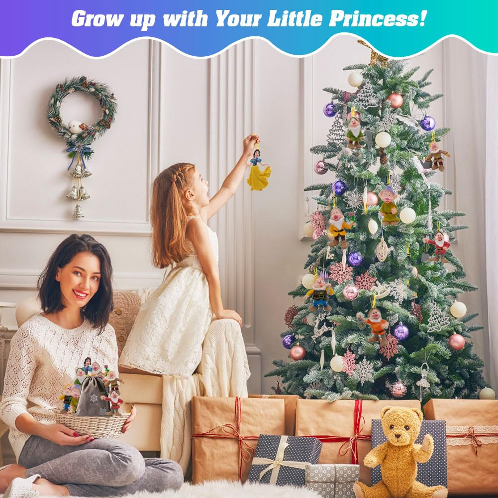 LOVUFYSI Cute Princess Christmas Tree Decoration Ornament, 8 PcsX'Mas Tree Hang Act The Role Ofing Halloween Home Car Pendant, Gift to Decorativ Boy Girl at Birthday Party (Yellow, 8)