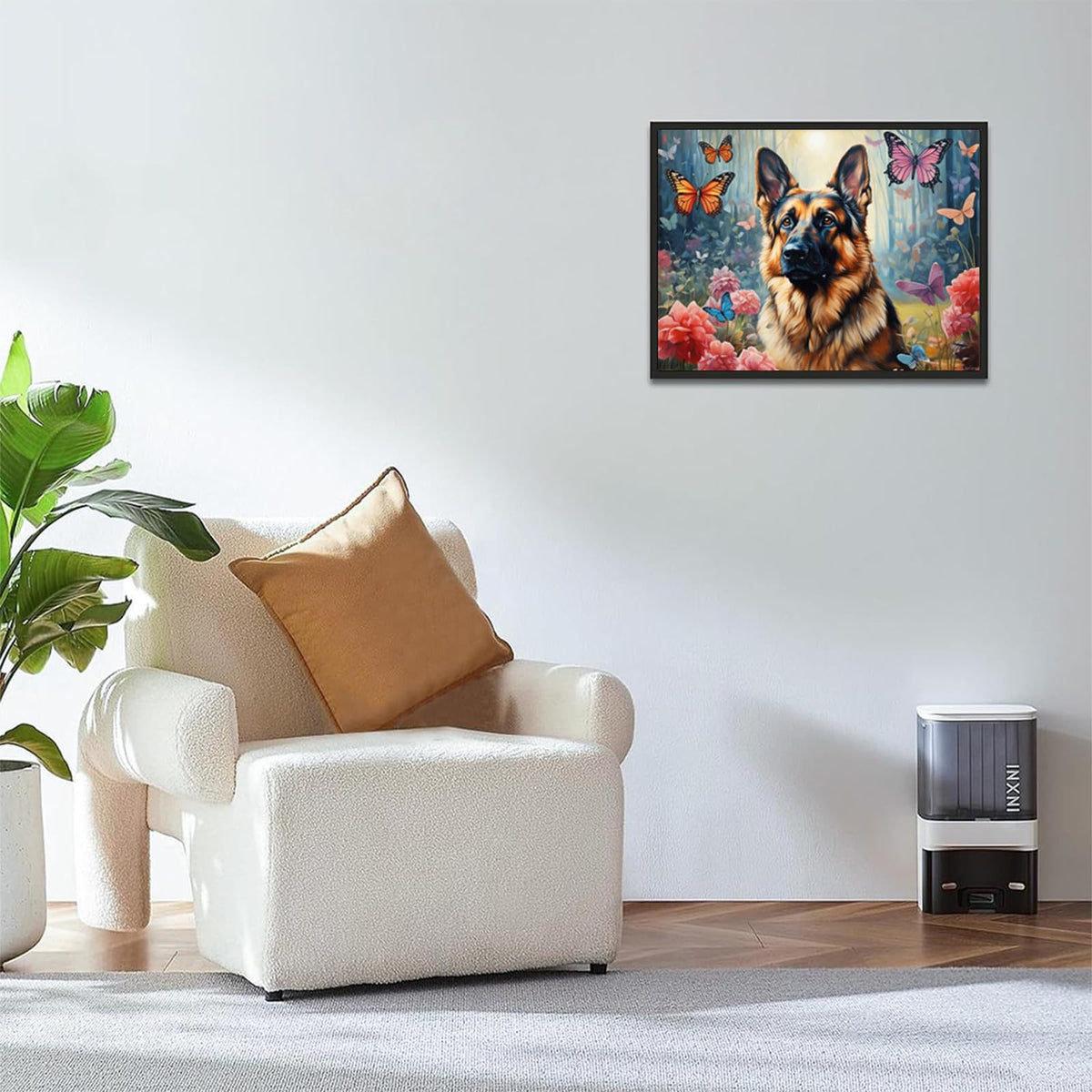 5D DIY Diamond Painting Round Diamond Embroidery Cross Stitch Paintings by Number Embroidery Home Decor Gift German Shepherd Butterfly Garden 30x40cm