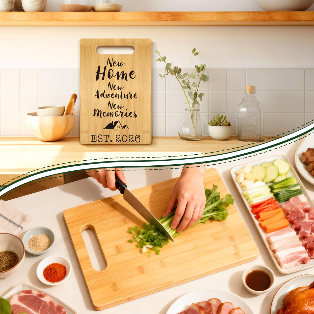 MY-ALVVAYS House Warming Gifts New Home, Perfect House Warming Gifts, New Home Gift Idea for Women Men Homeowner, New Apartment Essentials, New Home New Adventure New Memories 2026 Cutting Board