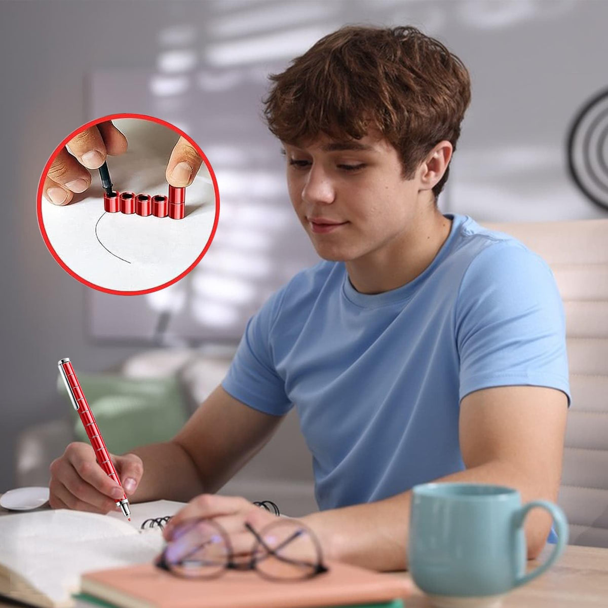 Fidget Pen Office Desk Accessories - Birthday Gifts for Men Women Teen College Guys Him Her, White Elephant Gift for Adults, Anxiety Relief Items Toys for Office Worker Teacher Cool Stuff Gadgets