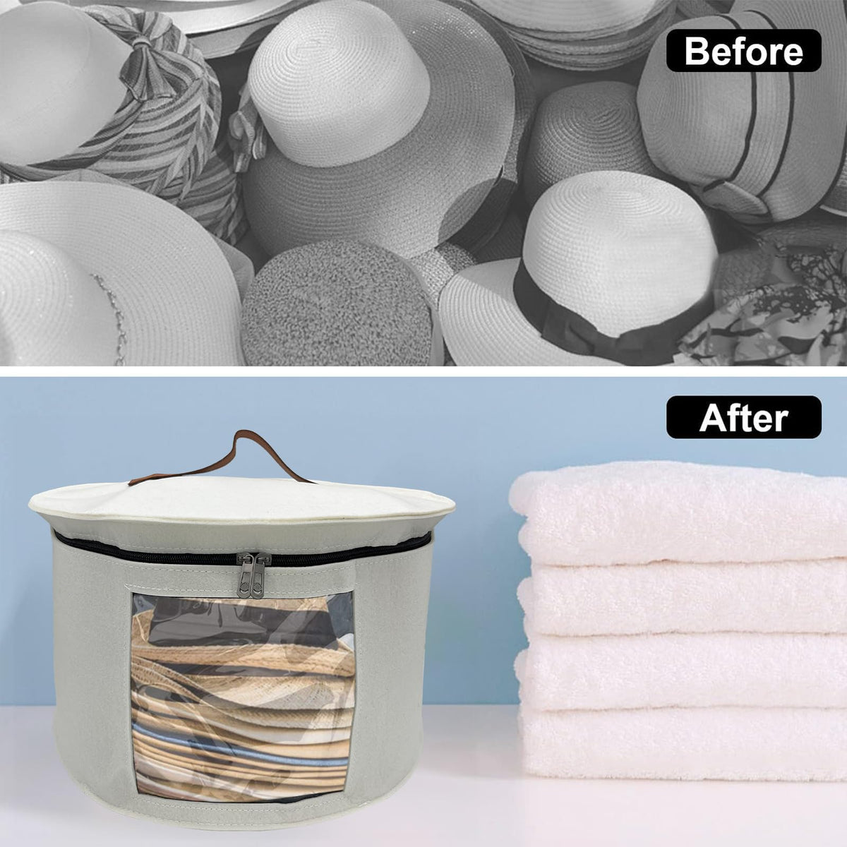 SHWWQUE Hat Storage Box,Hat Boxes for Women Storage,Cowboy Hats Holder for Travel,Wide Brims Hat Carrier Case,Stuffed Animal Toy Organizer,Hat Box Closet Organizers and Storage,Hat Boxes for Men