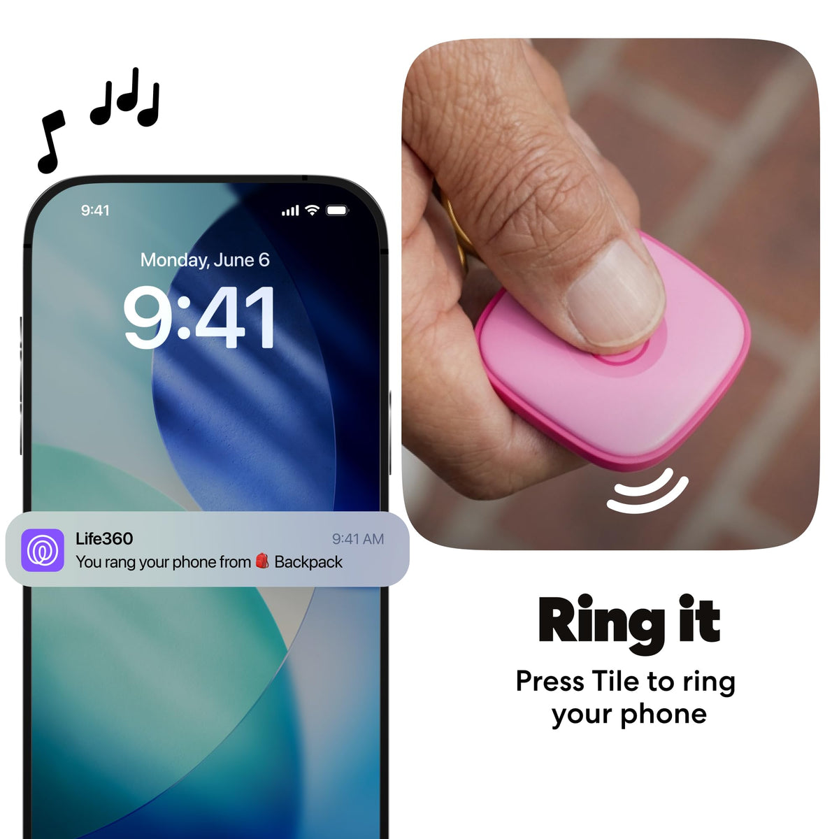 Life360 Tile - Bluetooth Tracker, Keys Finder and Item Locator for Keys, Bags and More. Phone Finder. Both iOS and Android Compatible. 1-Pack (Pink Punch)