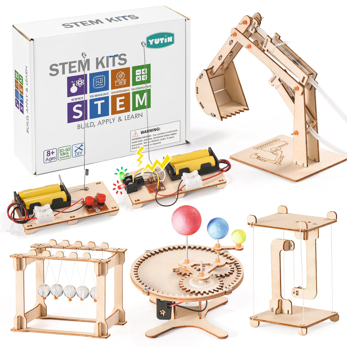 STEM Science Kits for Kids Ages 8-12 8-10, Wood Building Crafts Kits for Boys, STEM Toys for Ages 8-13 9 10 11 Year Old Gifts, Kids Science Engineering Experiment Projects, 3D Wooden Puzzles 10-12