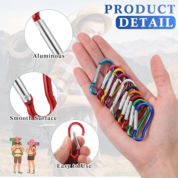 300 Pcs 2" Carabiner Bulk Spring Snap Hooks Bulk Aluminum Alloy Clip Keychain for Hanging Camping Hiking Traveling Fishing Outdoor Activities