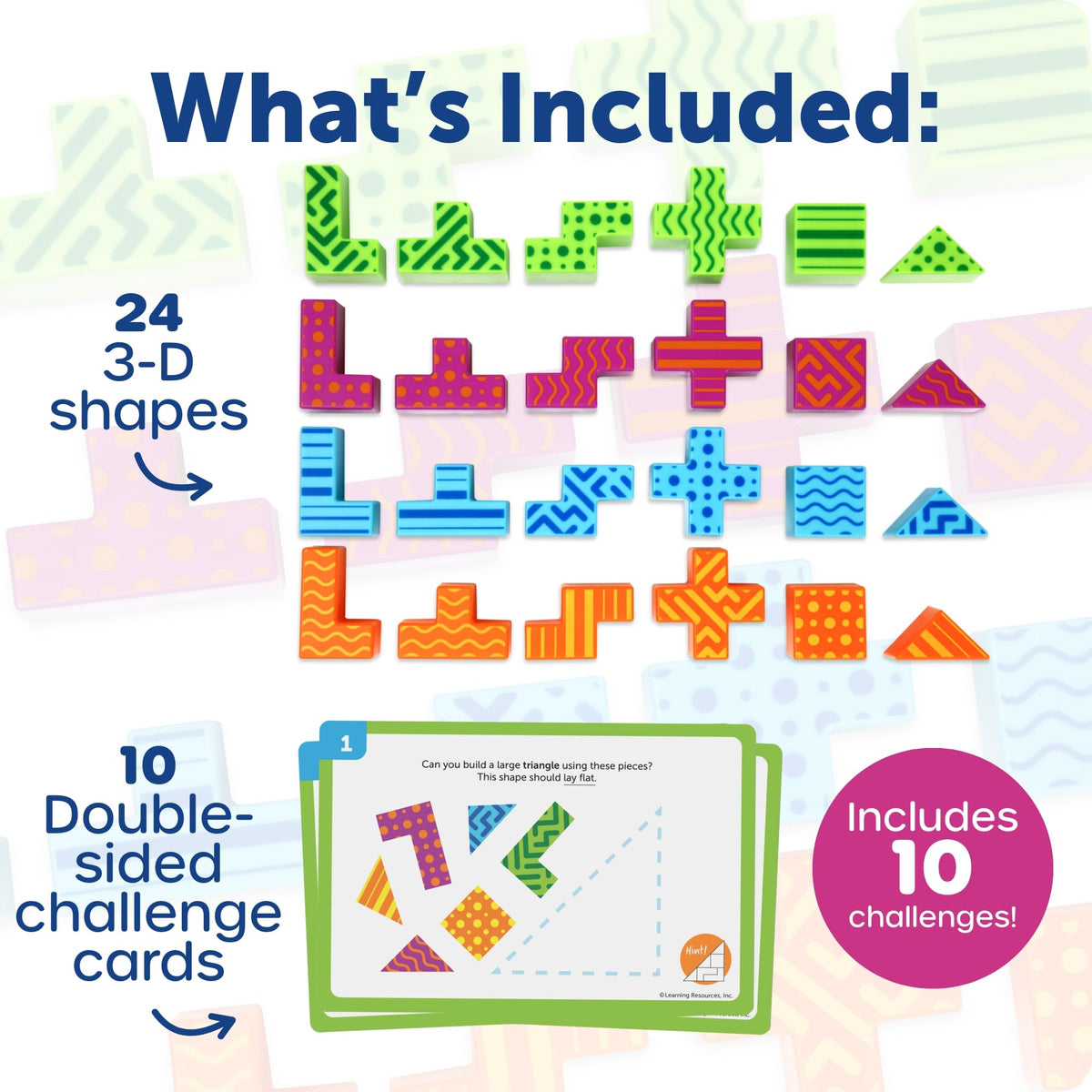 Learning Resources STEM Explorers Brainometry - 3d Puzzle, Brain Games, Brainteaser, Building Logic Toys, Gifts For Boys and Girls, Fine Motor Skills , Pattern Blocks, Math Manipulatives