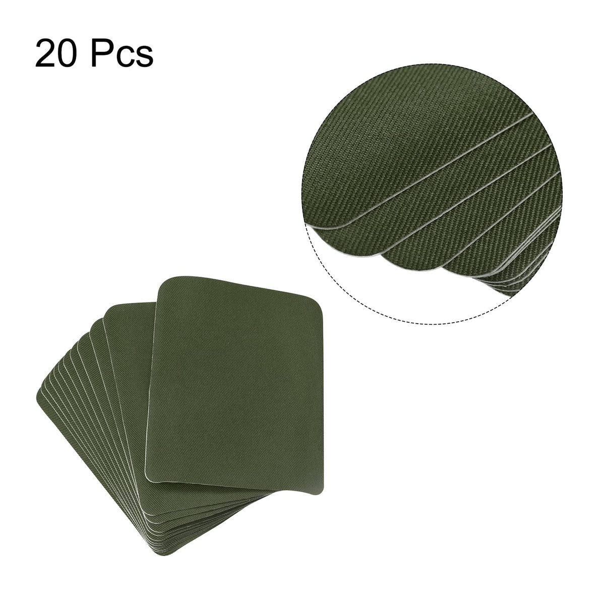 MECCANIXITY 20Pcs Iron on Patches for Clothing Repair Fabric Repair Patches Iron-On Mending Fabric Army Green 4.9"x3.7" for Clothes, Pants, Bags Hole Repairing and Decoration