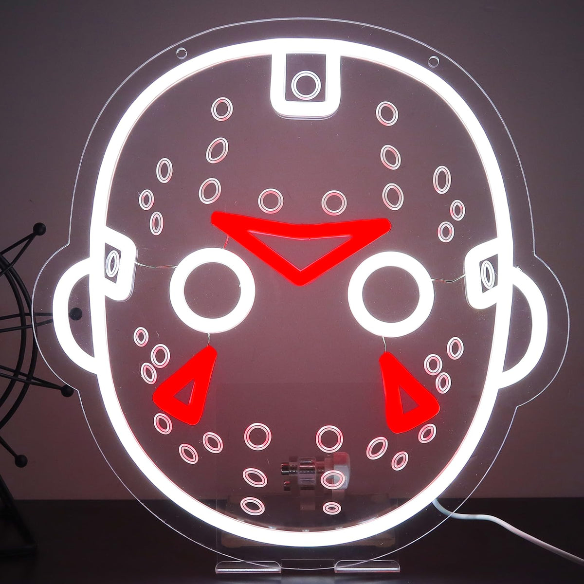 TOPQUALI Horror Movies Neon Signs For Wall Decor, Dimmable Friday The 13th Led Light Up Signs for Room Bar Man Cave Movie Night Party Halloween Decorations Gifts 12.2 * 12.5 inch
