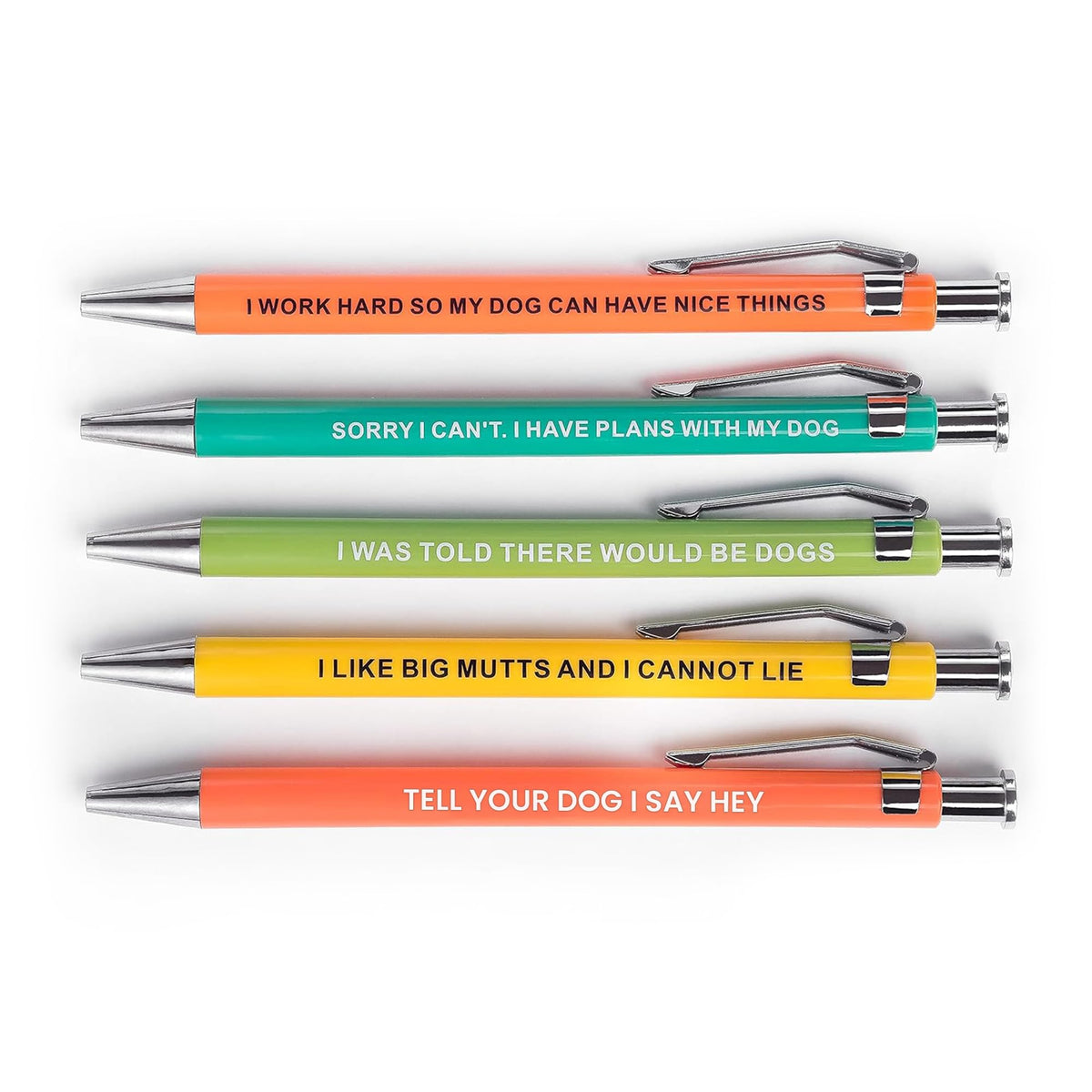 MilkToast Brands Funny Dog Pens 5-Pack Set, Black Ink Ballpoint Writing Pens with Sarcastic Sayings, Gifts for Dog Lovers, Mom Gifts for Women, Dad Gift for Men, Vet Tech Gift, Office Supplies