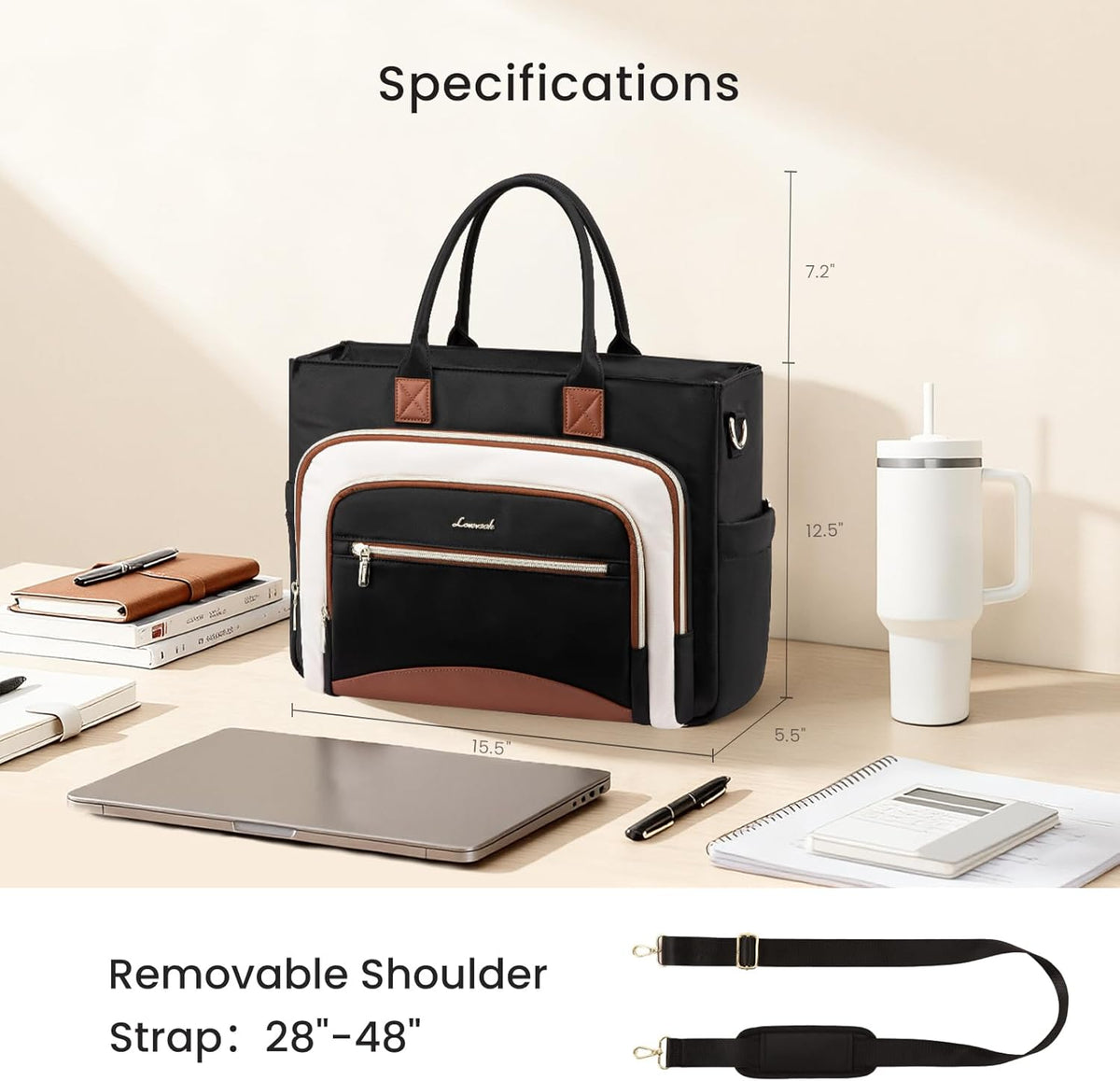 LOVEVOOK Work Tote Bags for Women,Laptop Tote Bag for Women With Large Cup Holder,Teacher Nurse Bags With Accordion