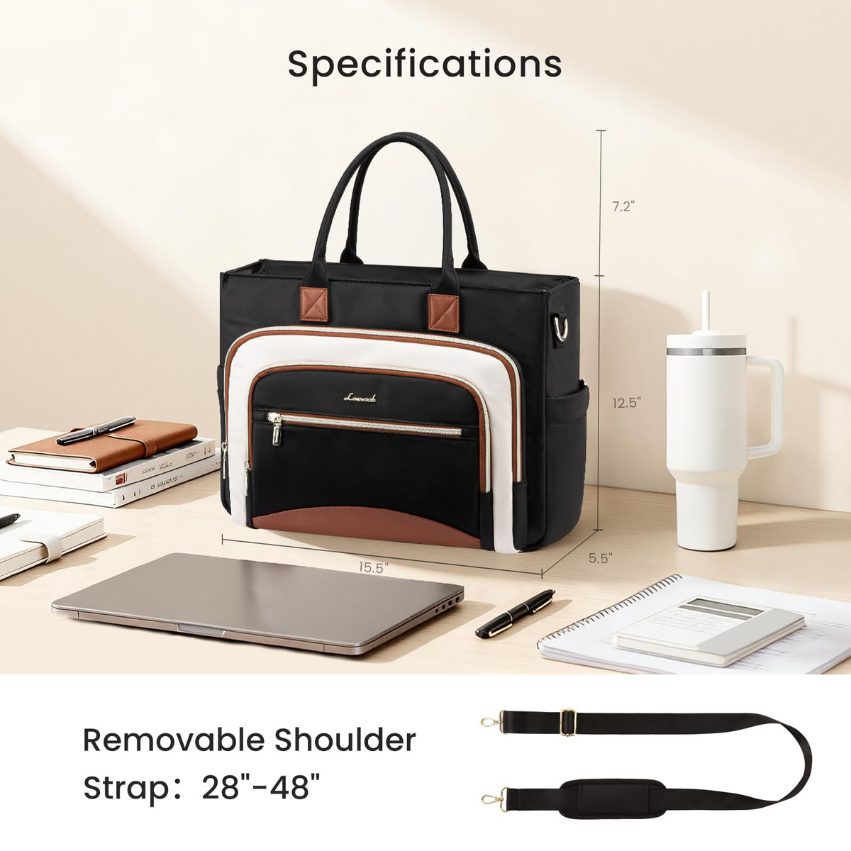 LOVEVOOK Work Tote Bags for Women,Laptop Tote Bag for Women With Large Cup Holder,Teacher Nurse Bags With Accordion File Organizer Pocket,Multi-Pockets Professional Briefcase Business Purses Handbag