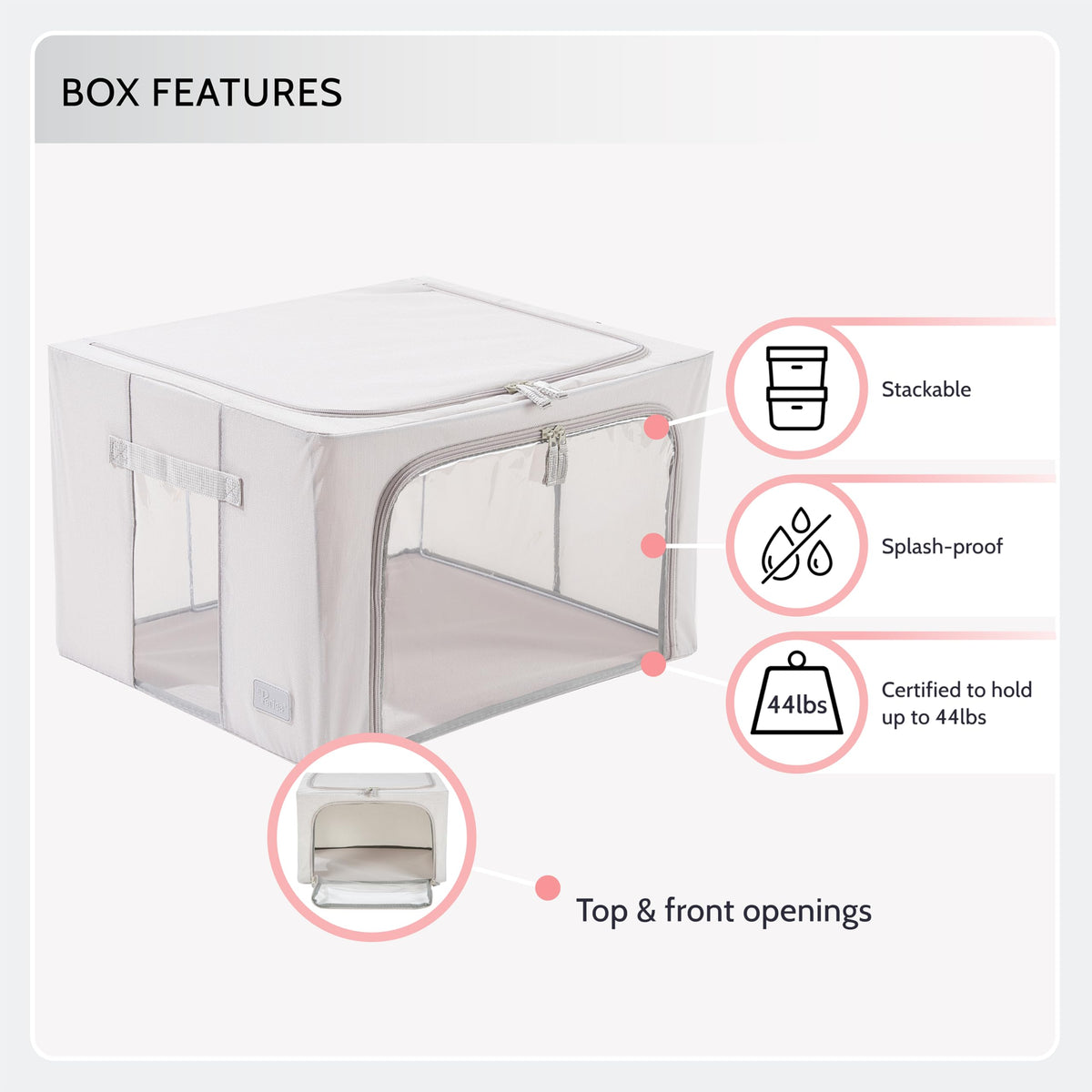 Periea 'Beau' Foldable Stackable Fabric Home Storage Boxes with Steel Frames - Set of 2 (Gold Leopard, Small)