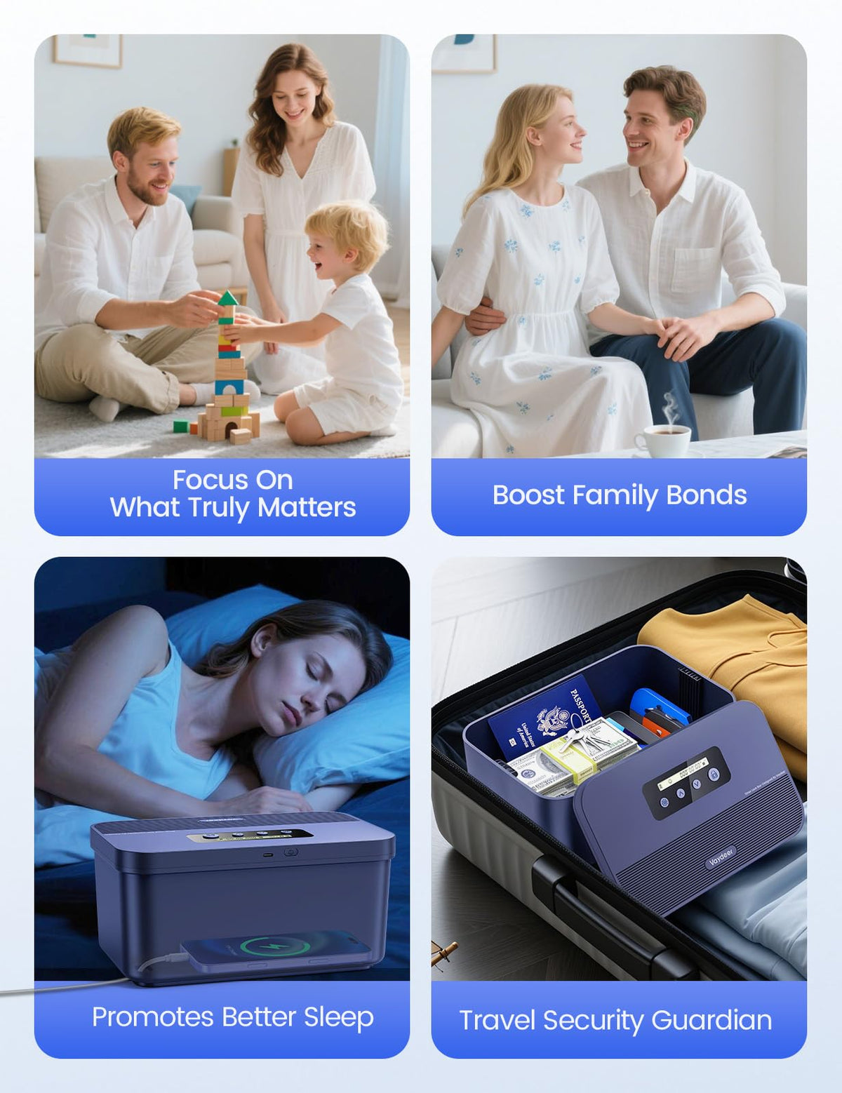 Vaydeer Safe Timed Lock Box, Phone Lock Box with Timer Unplug from Phones, Video Games, Social Media, Snacks & Cravings, Self-Control Lockable Storage Box for Focus & Self-Control(Dark Blue)