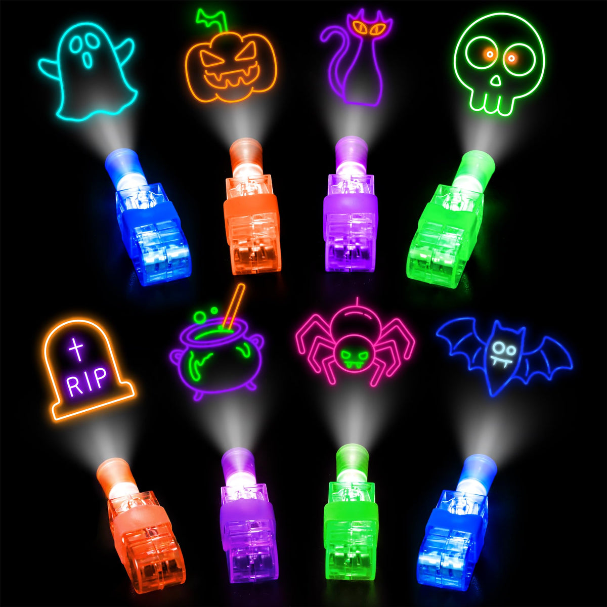 Malhaii Halloween Party Favors, 40 Finger Lights for Kids Halloween Goodie Bag Fillers Basket Pinata Stuffers Light Up Hallo ween Toys Bulk Party Favor bag Treats Non Candy Classroom Prizes Supplies