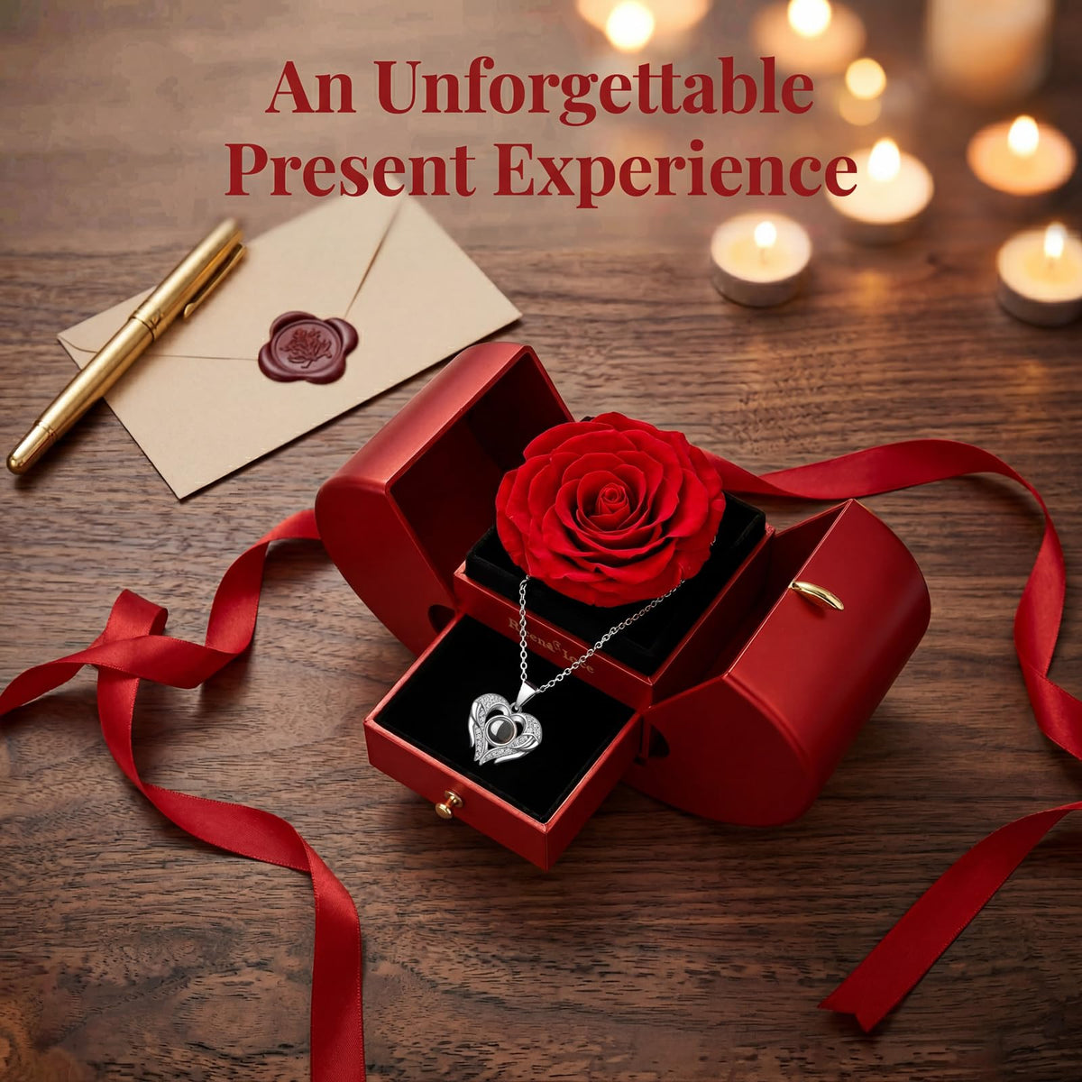 Mother’s Day Gifts for Mom Eternal Rose Gift Box with Necklace for Women, Preserved Forever Rose Jewelry Box, Romantic Valentines Day Christmas Mothers Day Anniversary Birthday Gifts for Girlfriend Wife Mom
