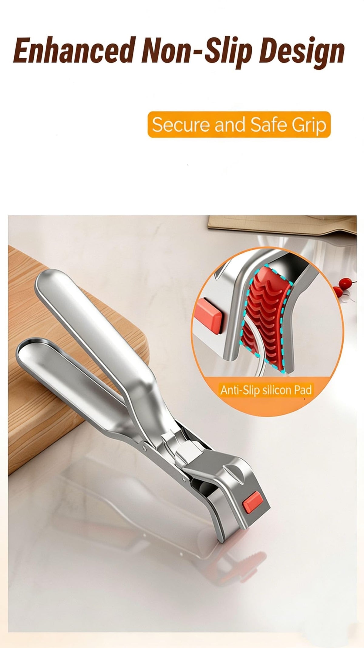 Multi-Purpose Hot Bowl Dish Pan Plate Gripper Kitchen Tweezers Grabber Lifter Clips Tongs Clamp Holder, Anti-Scald Stainless Steel,Non-Slip,for Oven, Air Fryer, Steamer, Pots & Bowls (Silver3)